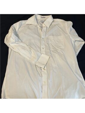 Modena Solid Off White Classic Long Sleeve Dress Button Up Shirt Men's 16 32/33
